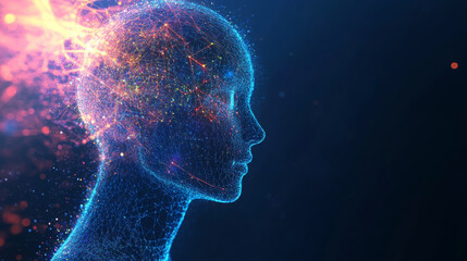 Create an abstract background that represents artificial intelligence through a web of interconnected elements.