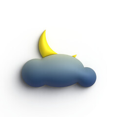 cute crescent moon and cloud night halloween 3d illustration