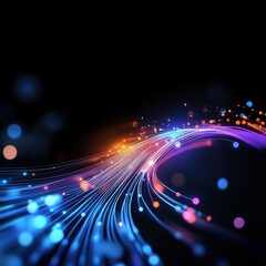 Obraz premium Abstract glowing lines representing data flow and connectivity, on a black background. Perfect for futuristic tech and innovation concepts.