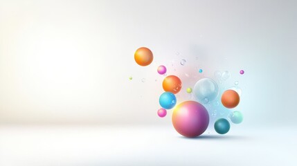 Blurred, colorful orbs scattered across a clean white background.