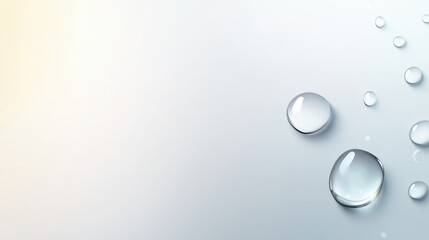 Blurred raindrops on a glass surface with a clean white background behind them.