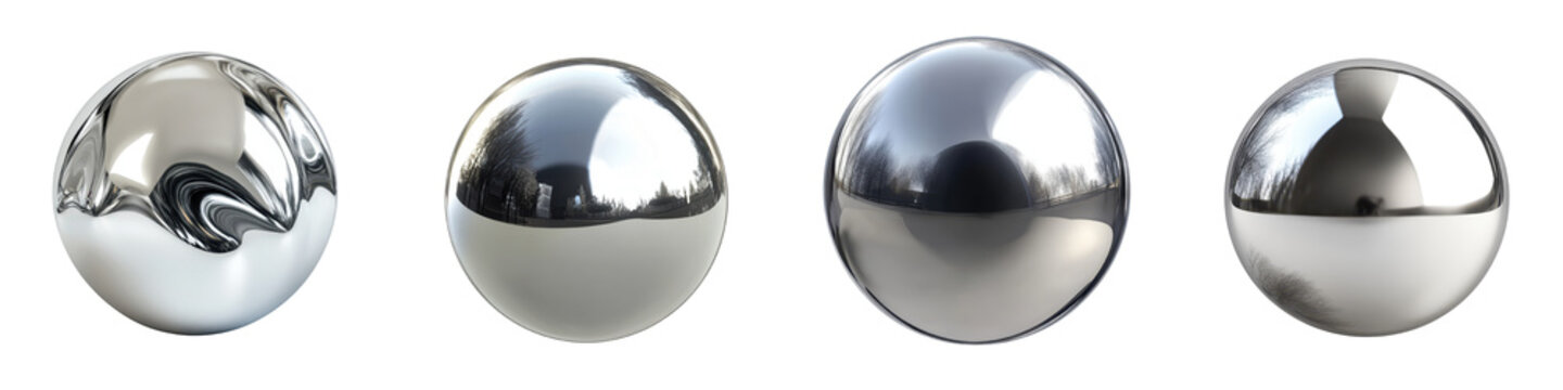 A collection of shiny mirrored chrome spheres arranged in a minimalist studio setting creating a visually striking and elegant display  The reflective surfaces and clean