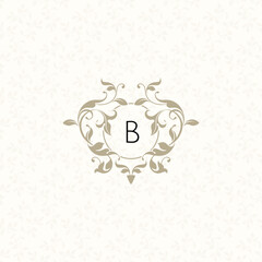 Monogram frame. Classic decorative element. Leaf pattern.
