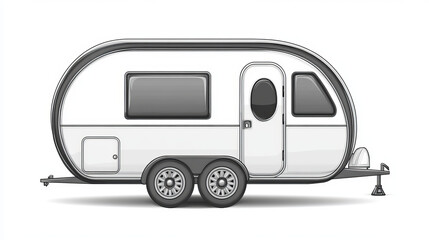 Monochrome vector of a caravan trailer isolated on a white background