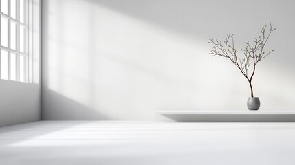 Minimalist plain white background with soft shadows, ideal for sleek and modern branding.