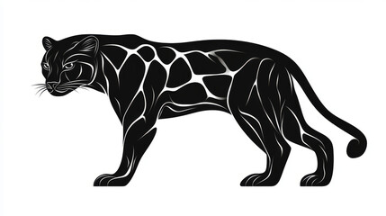 Obraz premium Vector illustration of a black silhouette of a panther. Isolated on a white background, suitable for use as a logo, mascot, or tattoo representing this predator animal