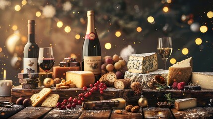Luxurious Cyber Monday Gourmet Food Banner with Artisanal Cheeses, Chocolates, and Fine Wines