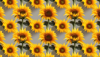 Bright yellow sunflowers on an isolated background.