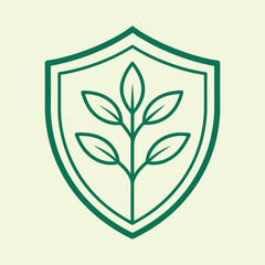 Tree inside shield vector illustration