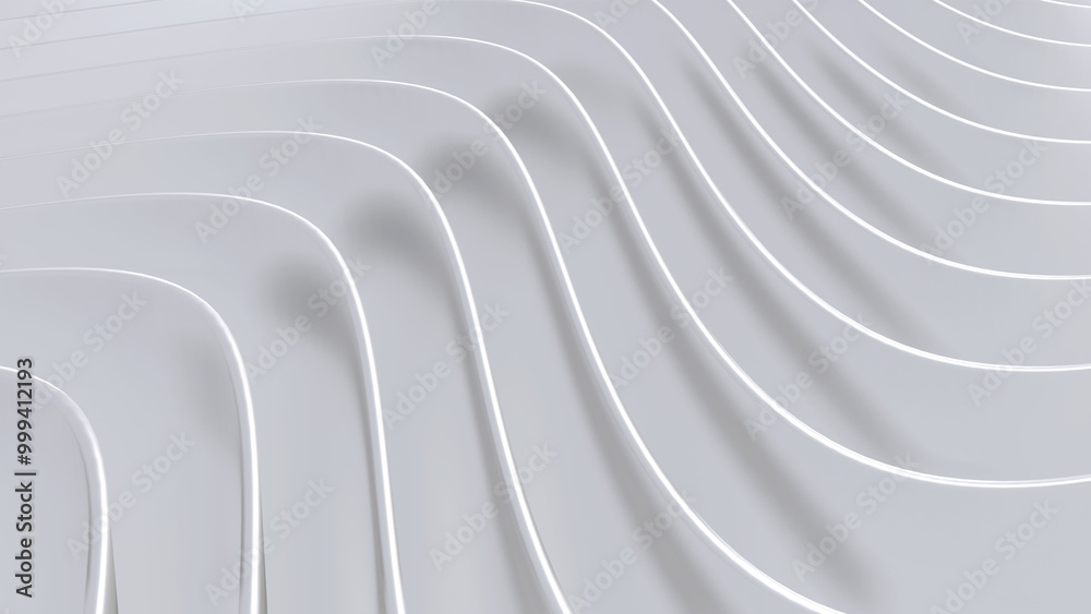 Poster White striped pattern background, 3d lines design, abstract minimal white gray background.