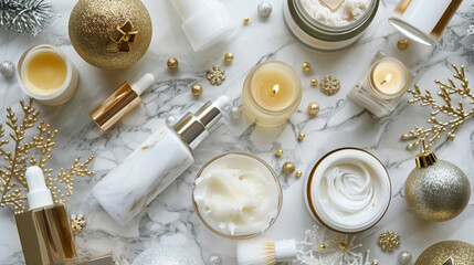Elegant Cyber Monday Skincare Promotion with Luxurious Beauty Products and Gold Accents