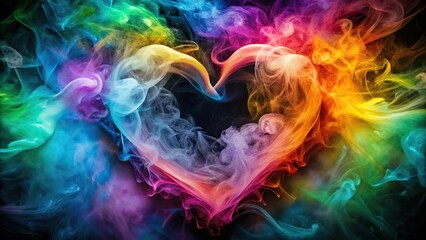 Fototapeta premium abstract background with heart made out of color smoke Bird Eye View