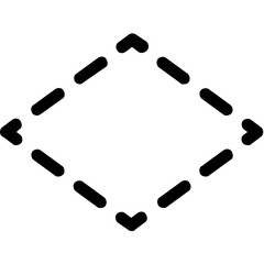 Rhombus Icon Dash Line Style. Simple Geometric Shapes Vector Illustration.