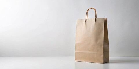 Minimalist Brown Paper Bag on White Background
