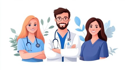 Friendly Healthcare Team with Professional Attire
