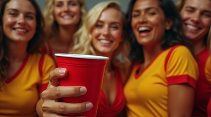Fototapeta premium Cheerful Party with Red Cups