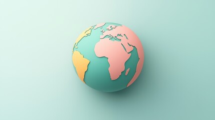 Fototapeta premium A minimalistic globe design with a soft color palette, emphasizing simplicity and clarity in educational materials