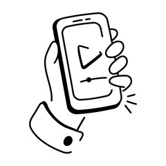 A hand drawn style icon of mobile video streaming 

