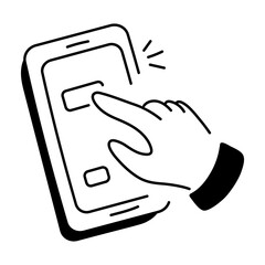 Sketchy style icon of mobile interface touch 

