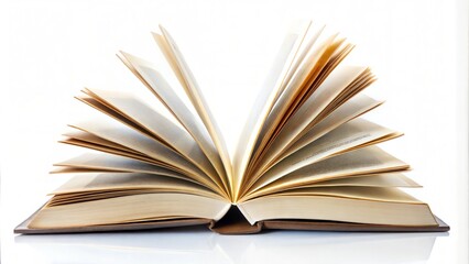 Fototapeta premium Open book on white background, pages fanning out