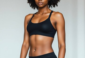 Fototapeta premium Elegant Athletic Pose in Black Apparel