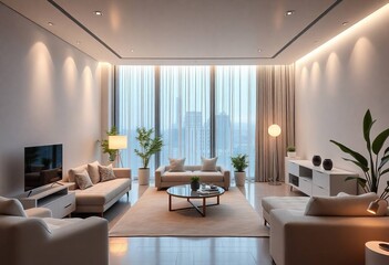 Fototapeta premium Modern Minimalist Living Room Design