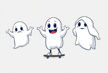 Obraz premium Playful Ghosts on Skateboard