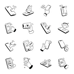 Basic RGBHandy Pack of Mobile Interactions Doodle Icons  

