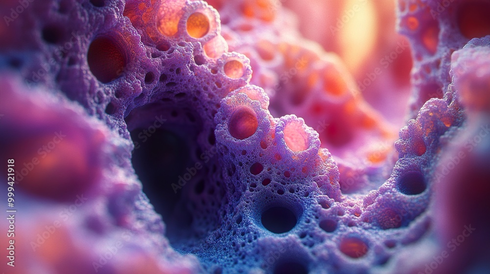 Wall mural abstract purple and pink cell structure - science background