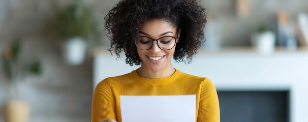 Young professional reviewing a job offer, smiling as they plan their next career step   job offer, career planning