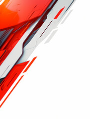 Fototapeta premium Abstract red and white geometric shapes against a white background.