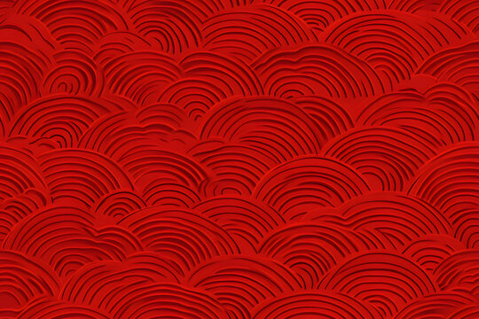 Chinese New Year background, red pattern with traditional Chinese wave patterns
