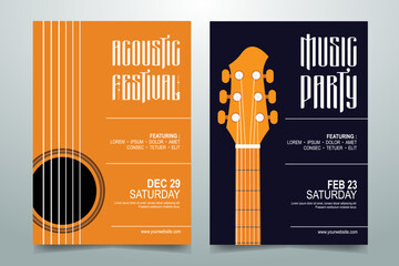 Creative Music party festival poster, flyer, brochure template. vector illustration