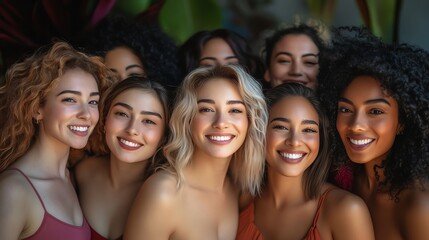 Fototapeta premium Diverse group of smiling women in sunlight