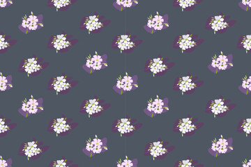 White floral fabric pattern, light pink purple leaves, dark green background, seamless, geometric, illustration, vector, fabric, fashion, curtain