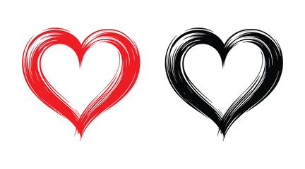  Red and black heart vector icons. Vector hearts for valentine day. Sign or symbol of heart.