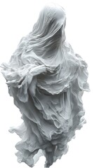 Ghostly Apparition Emerging from Crumbling Stone Sepulcher Ethereal and Atmospheric in Moody Gothic Style