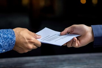 Legal notice being served, with a hand delivering a document, showing the moment a person receives a formal legal notification