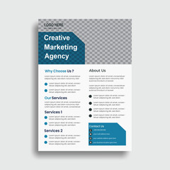 Corporate business flyer design template or Brochure business flyer design, with white and blue color in A4 size