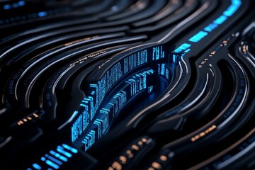Minimalist command-line interface icon, symbolizing the power of code in hacking, with clean text lines forming abstract patterns