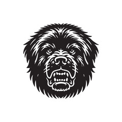 Fototapeta premium Leonberger Dog Face Clipart - Dog Face Logo - Dog Vector illustration in black and white 