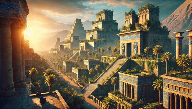 Ancient Babylon Mesopotamian Metropolis With Hanging Gardens