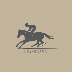 Silhouette Logo of a Horse and Jockey in Full Gallop