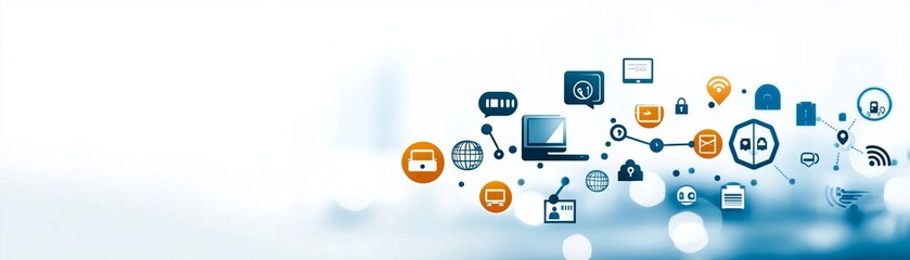 Fototapeta premium An illustration of interconnected devices representing the Internet of Things on a white background