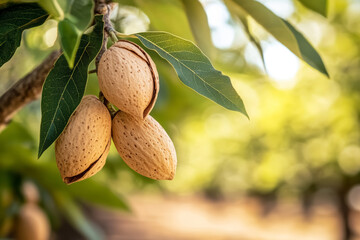 Obraz premium Almond nut trees in an beautiful orchard