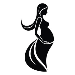 silhouette of a beautiful pregnant woman. pregnant logo icon