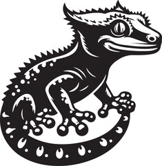 silhouette gecko reptile design vector art illustration