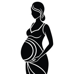 silhouette of a beautiful pregnant woman. pregnant logo icon