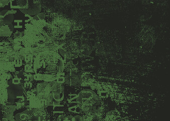 Background with glitch distorted grunge textures . grunge background texture with halftone dots, glitched shapes, textures and lines .Screen print vector background with grunge textured surface.
