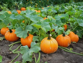 Obraz premium Pumpkin cultivation in a home garden